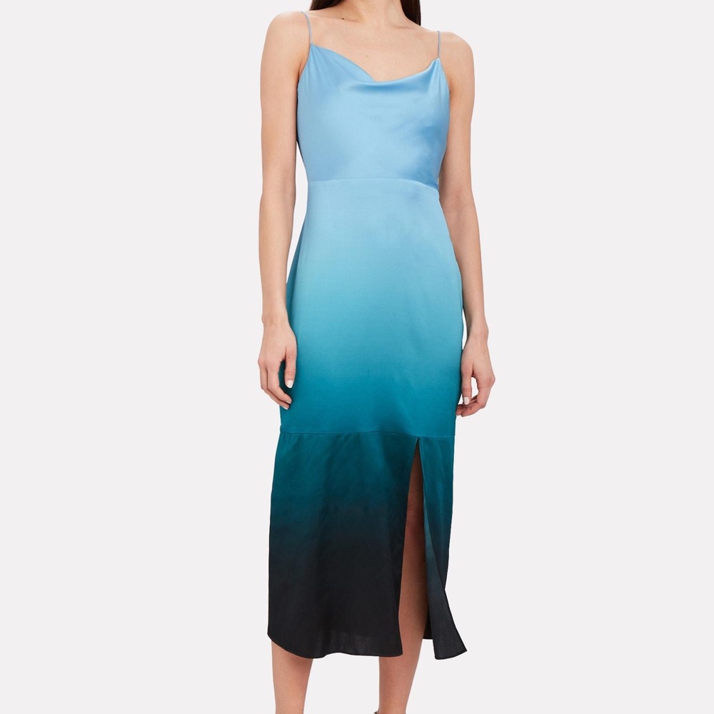 Intermix brand two toned blue midi slip dress.